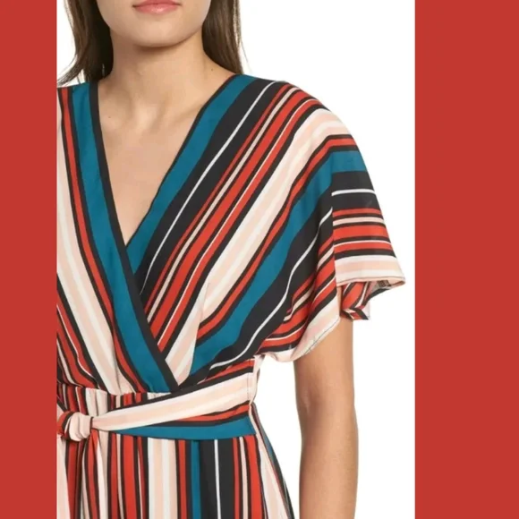 Leith Striped Tie Waist Wide Leg Cropped Jumpsuit - Picture 5 of 13